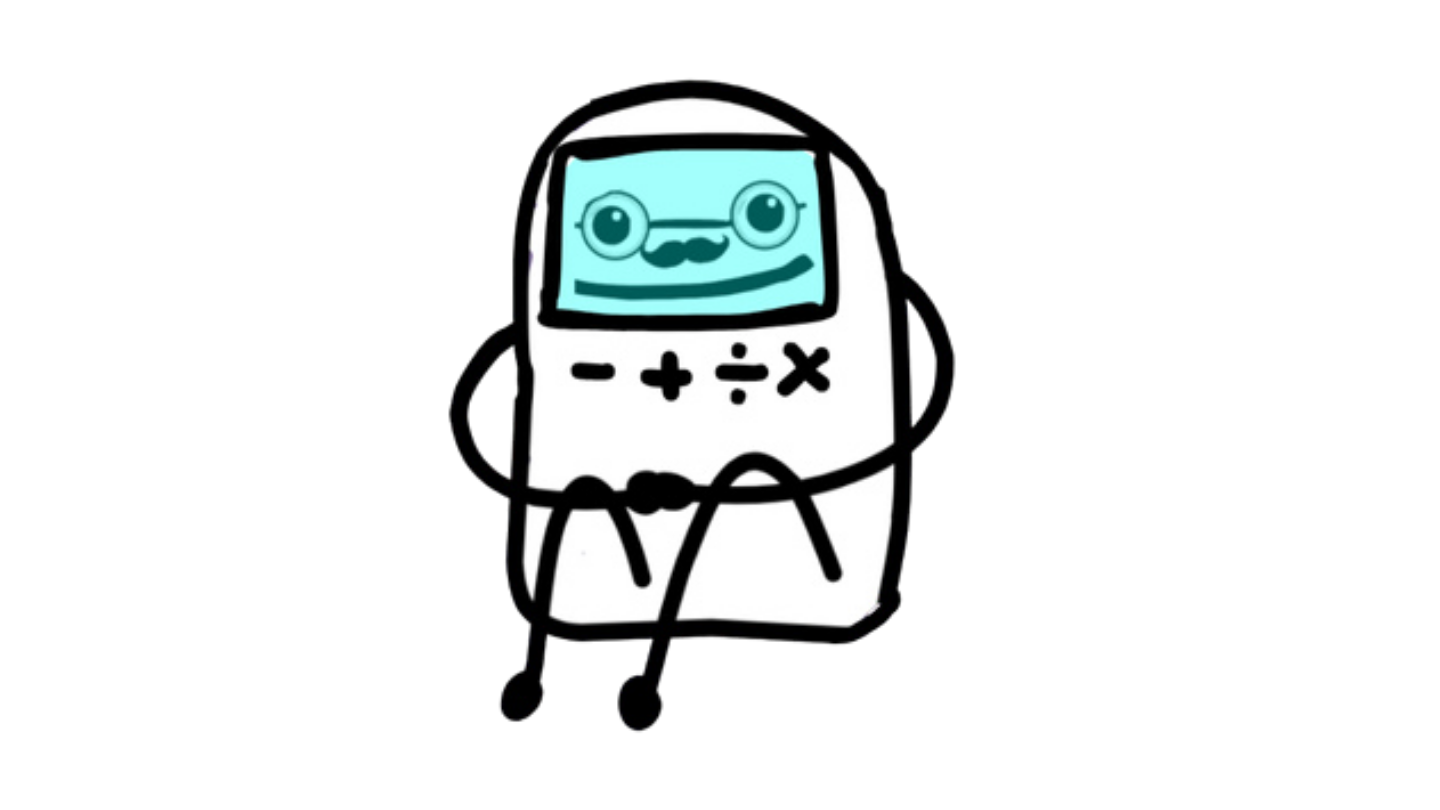 Bub, the smiling calculator, shown in full with his arms and legs